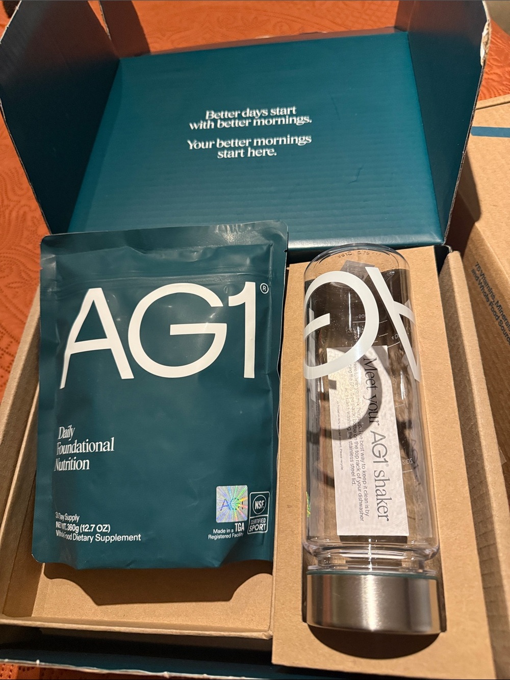 AG1 Daily Foundational Nutrition + Branded Shaker - Deep Teal